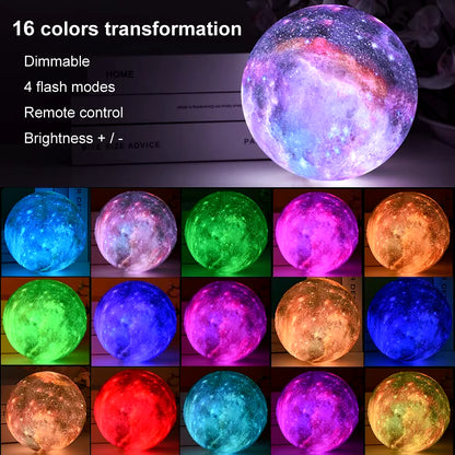 Moon Lamp Galaxy Lamp LED 3D Moon Light Lava Lamp, Star Lamp Moon Night Light Gifts for Girls Boys Kids Women Birthday Gifts