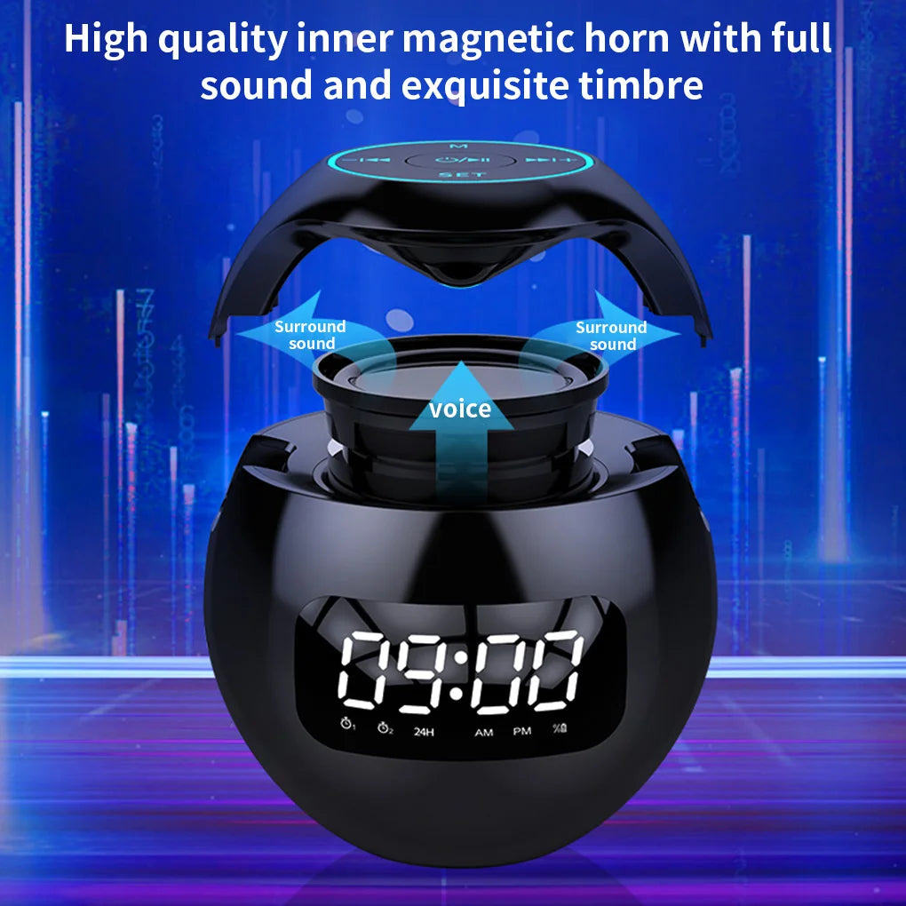 Wireless Bluetooth-Compatible Speaker Ball Radio TF Card Handsfree Call Alarm Clock Louderspeaker Music Type 1