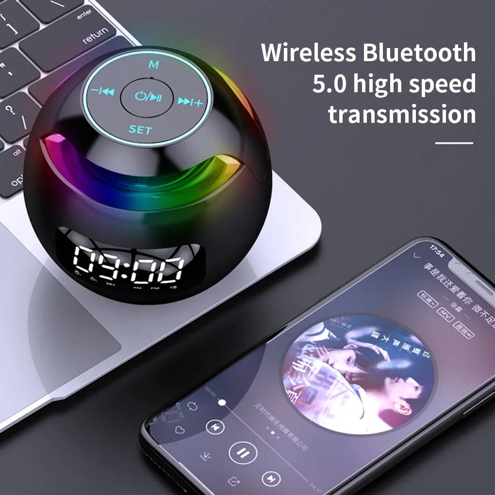 Wireless Bluetooth-Compatible Speaker Ball Radio TF Card Handsfree Call Alarm Clock Louderspeaker Music Type 1