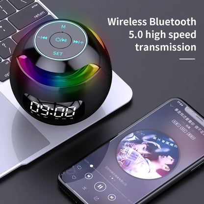 Wireless Bluetooth-Compatible Speaker Ball Radio TF Card Handsfree Call Alarm Clock Louderspeaker Music Type 1