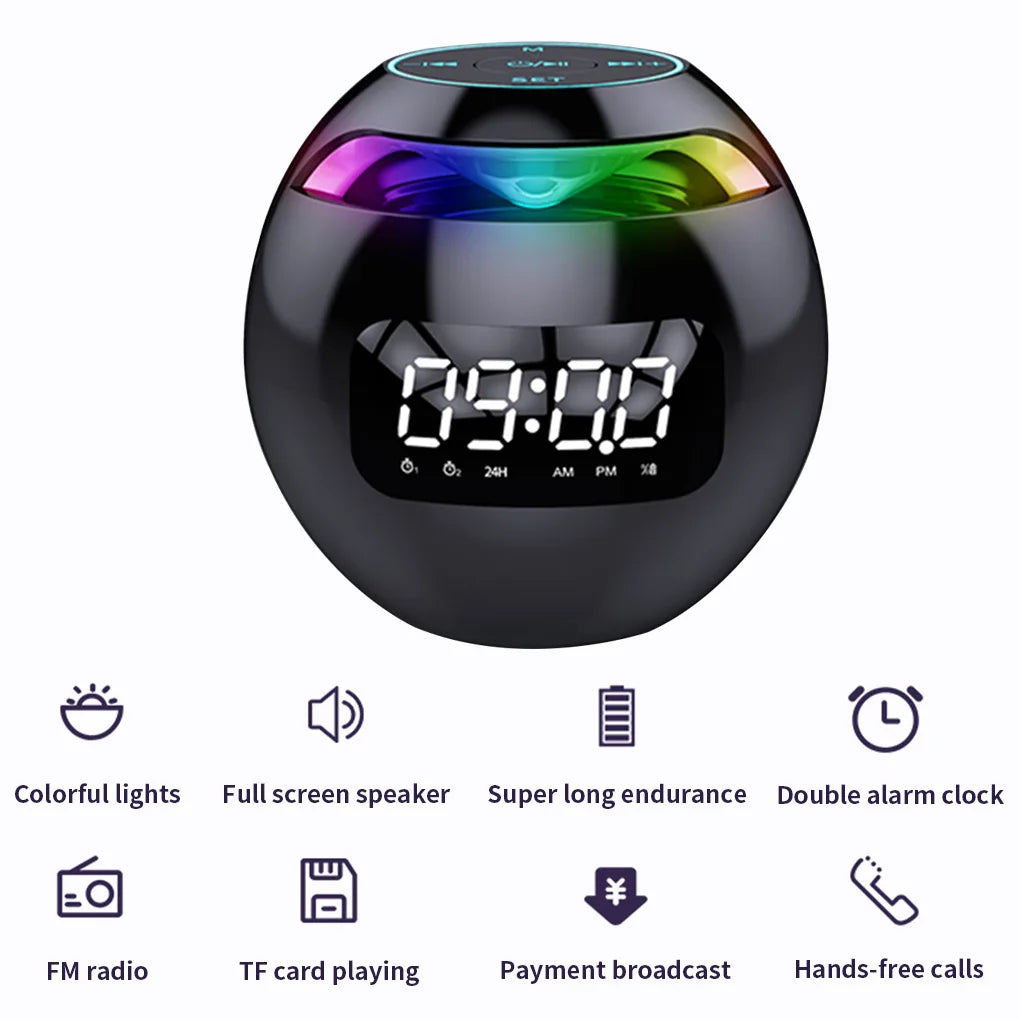 Wireless Bluetooth-Compatible Speaker Ball Radio TF Card Handsfree Call Alarm Clock Louderspeaker Music Type 1