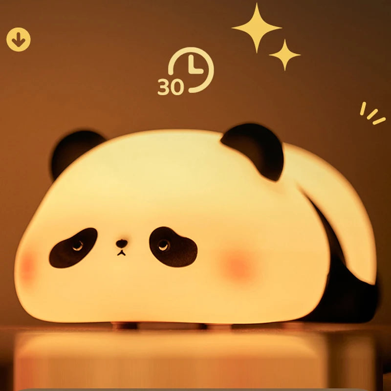 Panda Silicone Night Light Patting Light Sleep Light Bedside Light for Room Decor, Cute Gifts for Boys Girls Baby Children