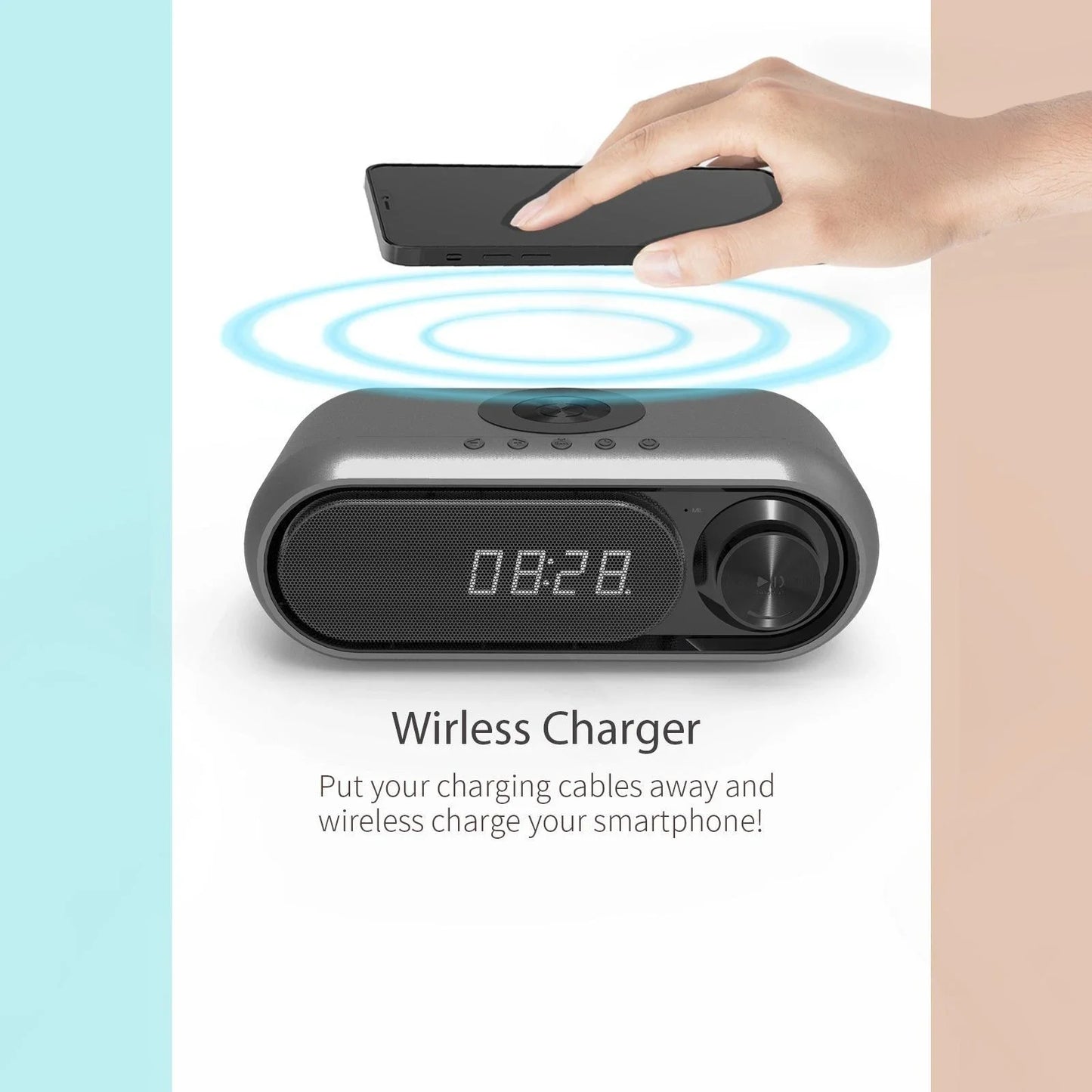 2024 Amazon Private Model Wireless Charging Speaker Creative Wireless Charger Clock Alarm Clock Audio Bluetooth Speaker