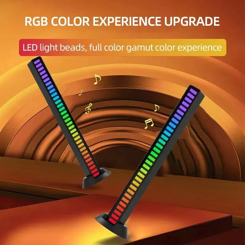 Intelligent RGB Symphony Sound Control LED Light Music Rhythm Ambient Pickup Lamp App Control for Compute Gaming Desktop Decor