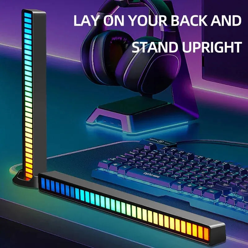 Intelligent RGB Symphony Sound Control LED Light Music Rhythm Ambient Pickup Lamp App Control for Compute Gaming Desktop Decor