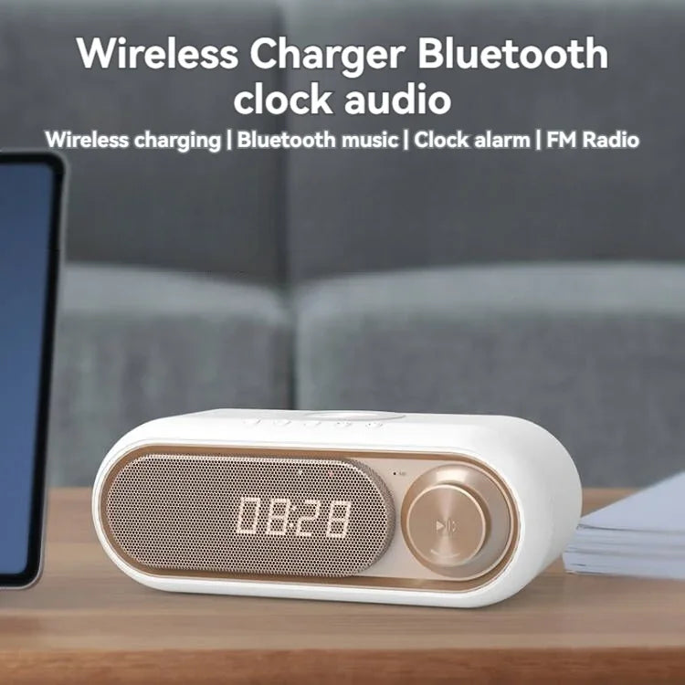 2024 Amazon Private Model Wireless Charging Speaker Creative Wireless Charger Clock Alarm Clock Audio Bluetooth Speaker