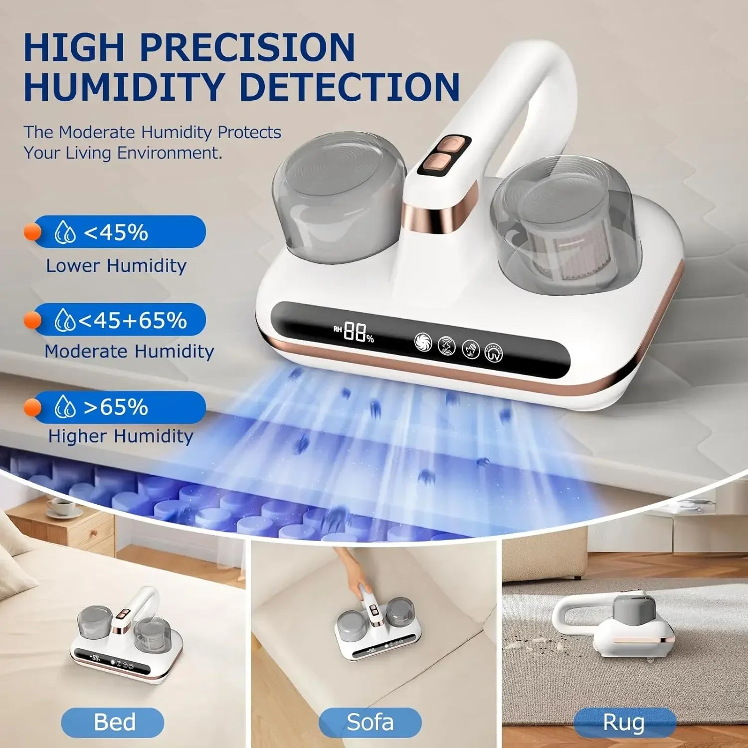 16Kpa UV Mite Remover New Mattress Vacuum Cordless Handheld Cleaner Powerful Suction for Cleaning Bed Pillows Clothes Sofa