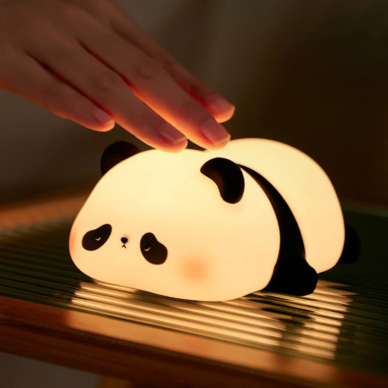 Panda Silicone Night Light Patting Light Sleep Light Bedside Light for Room Decor, Cute Gifts for Boys Girls Baby Children