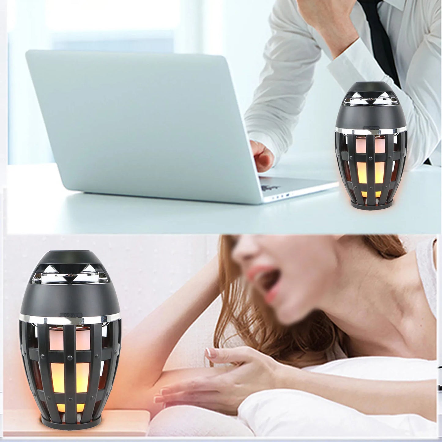 USB Charge Wireless Bluetooth Speaker Flame LED Lamps Small Outdoor Bluetooth Flame Atmosphere Light for Camping Desktop