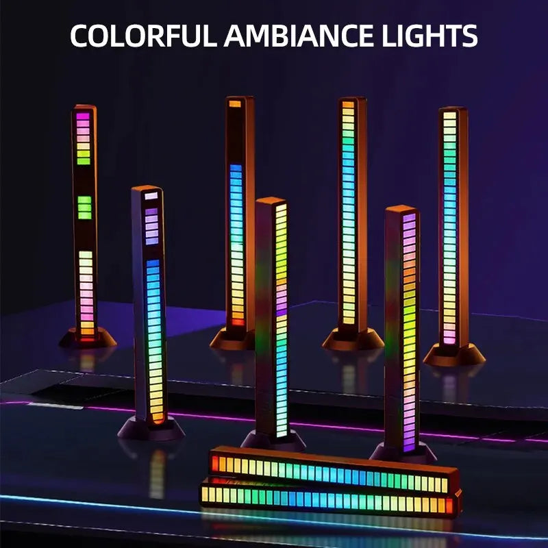 Intelligent RGB Symphony Sound Control LED Light Music Rhythm Ambient Pickup Lamp App Control for Compute Gaming Desktop Decor