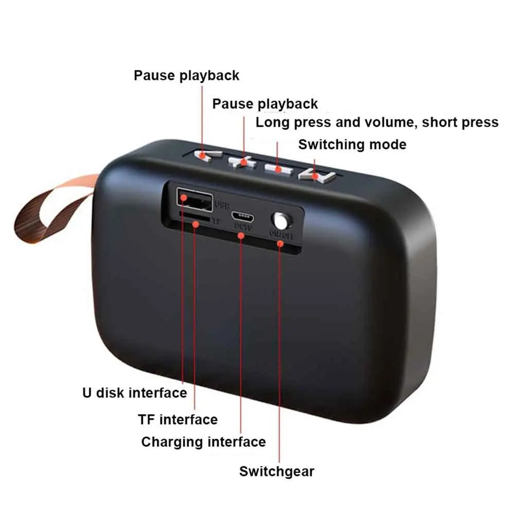 Mini Fabric Wireless Bluetooth Speaker, Waterproof Outdoor Hlfl 3D Stereo MP3 Player Support FM Radio Support SD TF Card Speaker