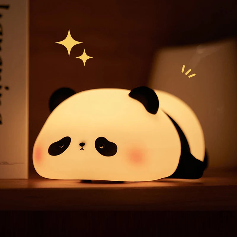 Panda Silicone Night Light Patting Light Sleep Light Bedside Light for Room Decor, Cute Gifts for Boys Girls Baby Children