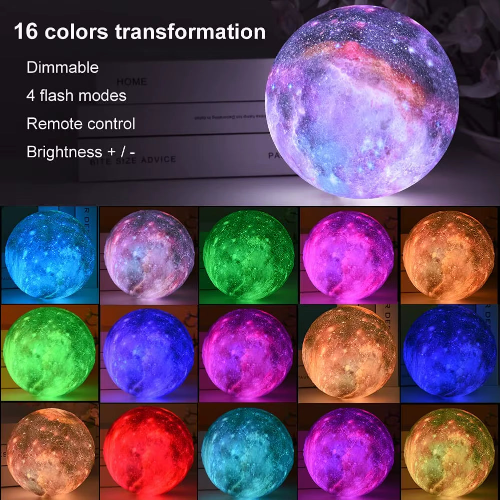 Moon Lamp Galaxy Lamp LED 3D Moon Light Lava Lamp, Star Lamp Moon Night Light Gifts for Girls Boys Kids Women Birthday Gifts